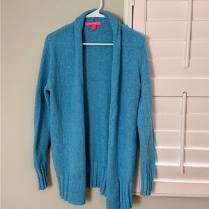 Lilly Pulitzer Blue Sherpa Open Front Cardigan Size S